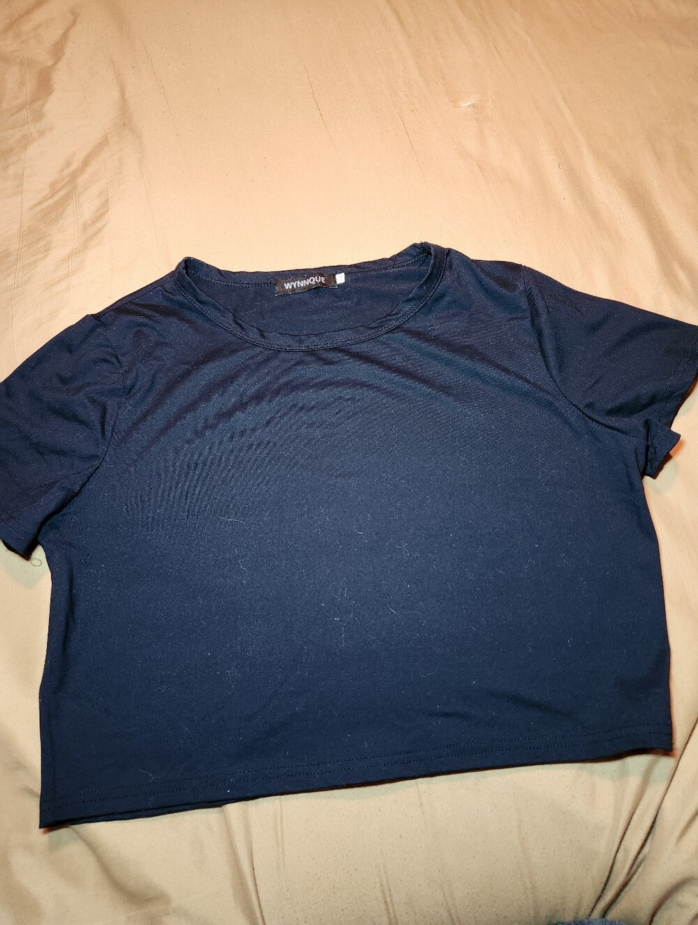 Black Crop Tee - Women's Casual Short Sleeve Top Size XL